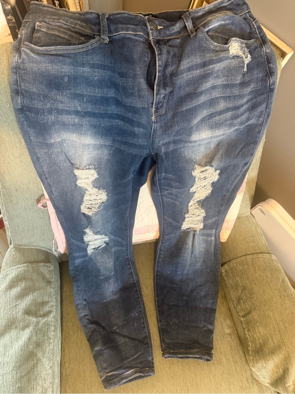 Judy Blue Dark Indigo Distressed Skinny Jeans